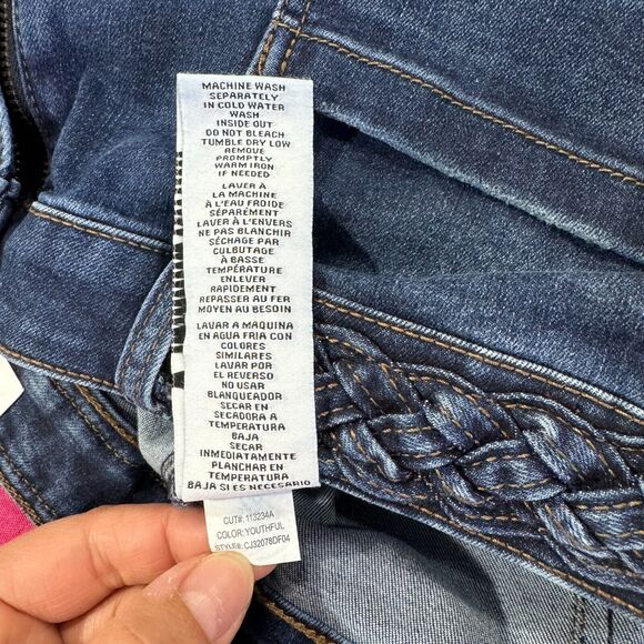 Celebrity Pink Juniors Blue Denim Shorts Size 11/30 Braided‎ Waist Stretch - Picture 10 of 11